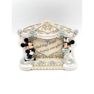 Walt Disney Parks Minnie And Mickey Mouse Wedding Picture Frame 3.5"x5" VTG